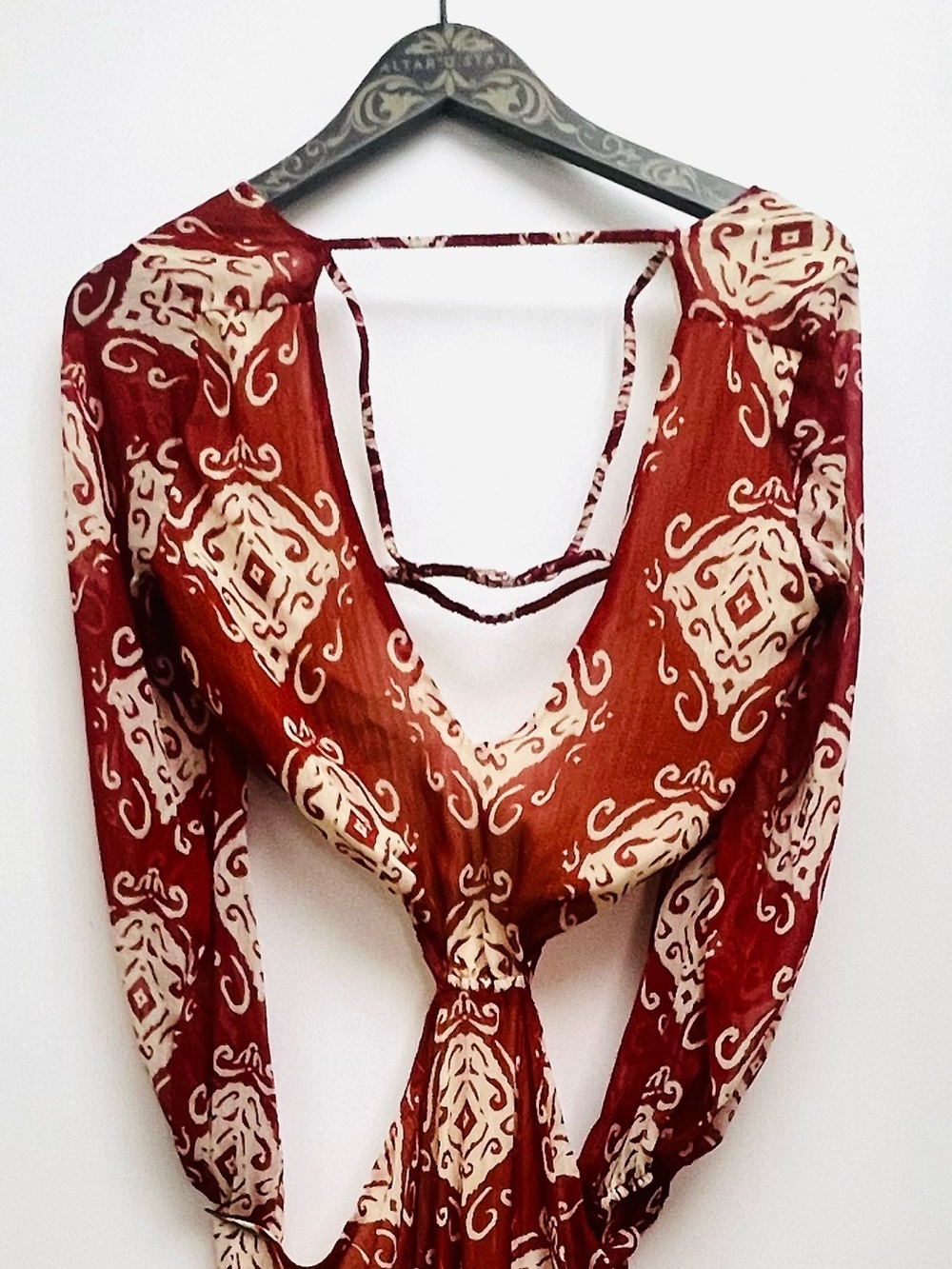 Zara Red and Cream Printed Scarf